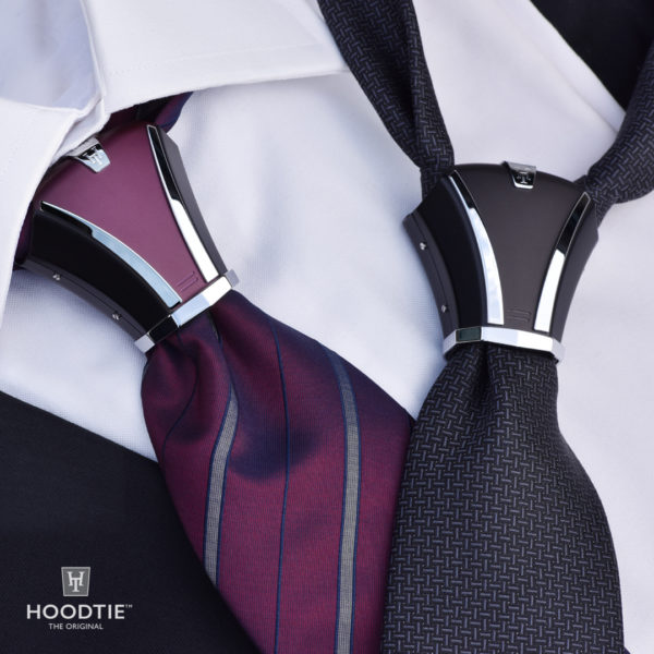 Noeud de cravate en titane noir et bordeaux et cravate assorties